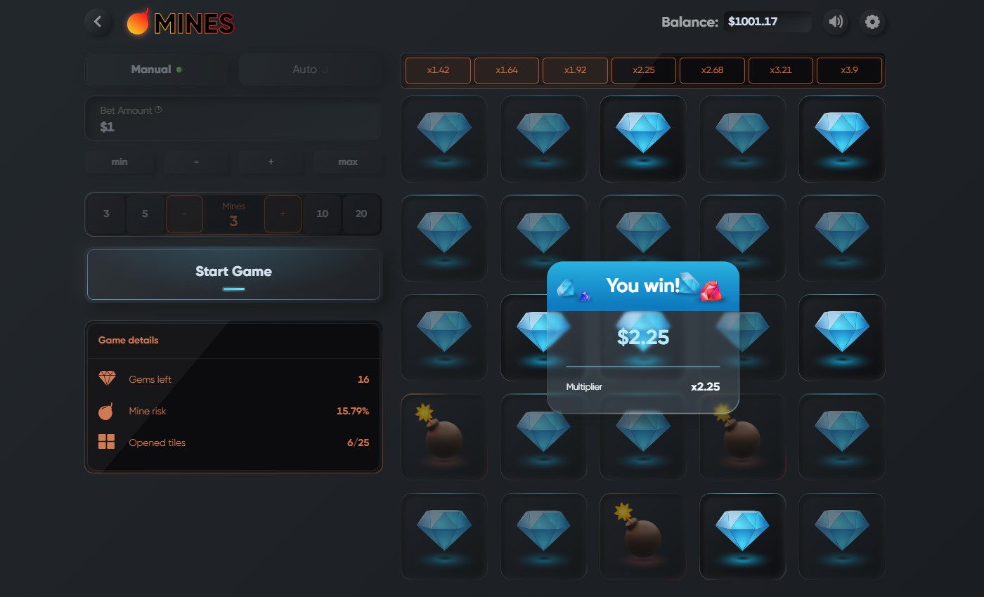 Vincita in Turbo Mines